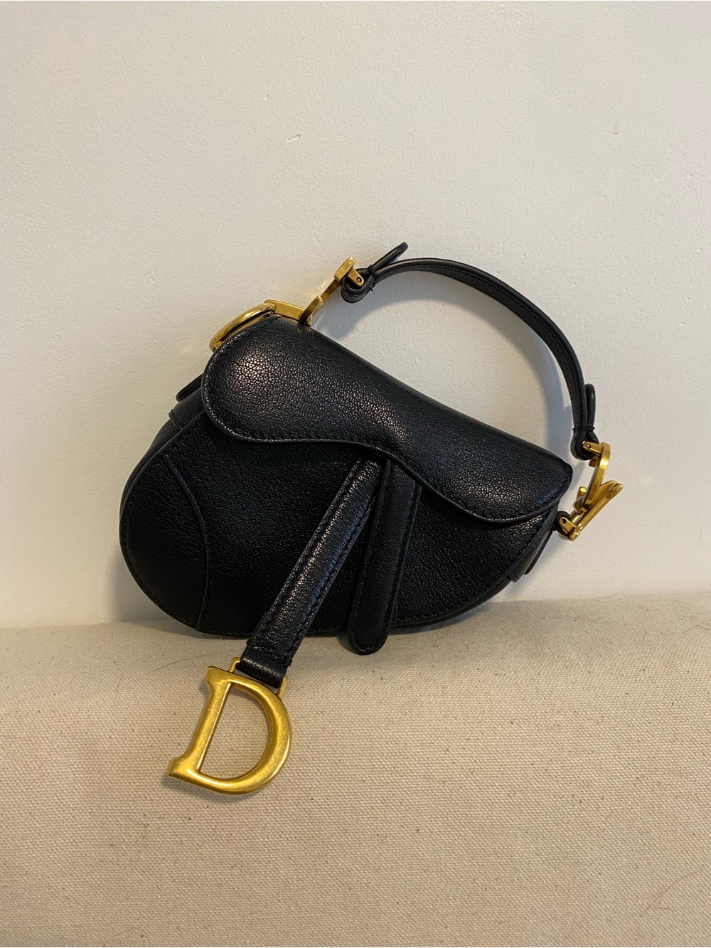 AUTHENTIC Dior Micro Goatskin Saddle Bag - Picture 1 of 7